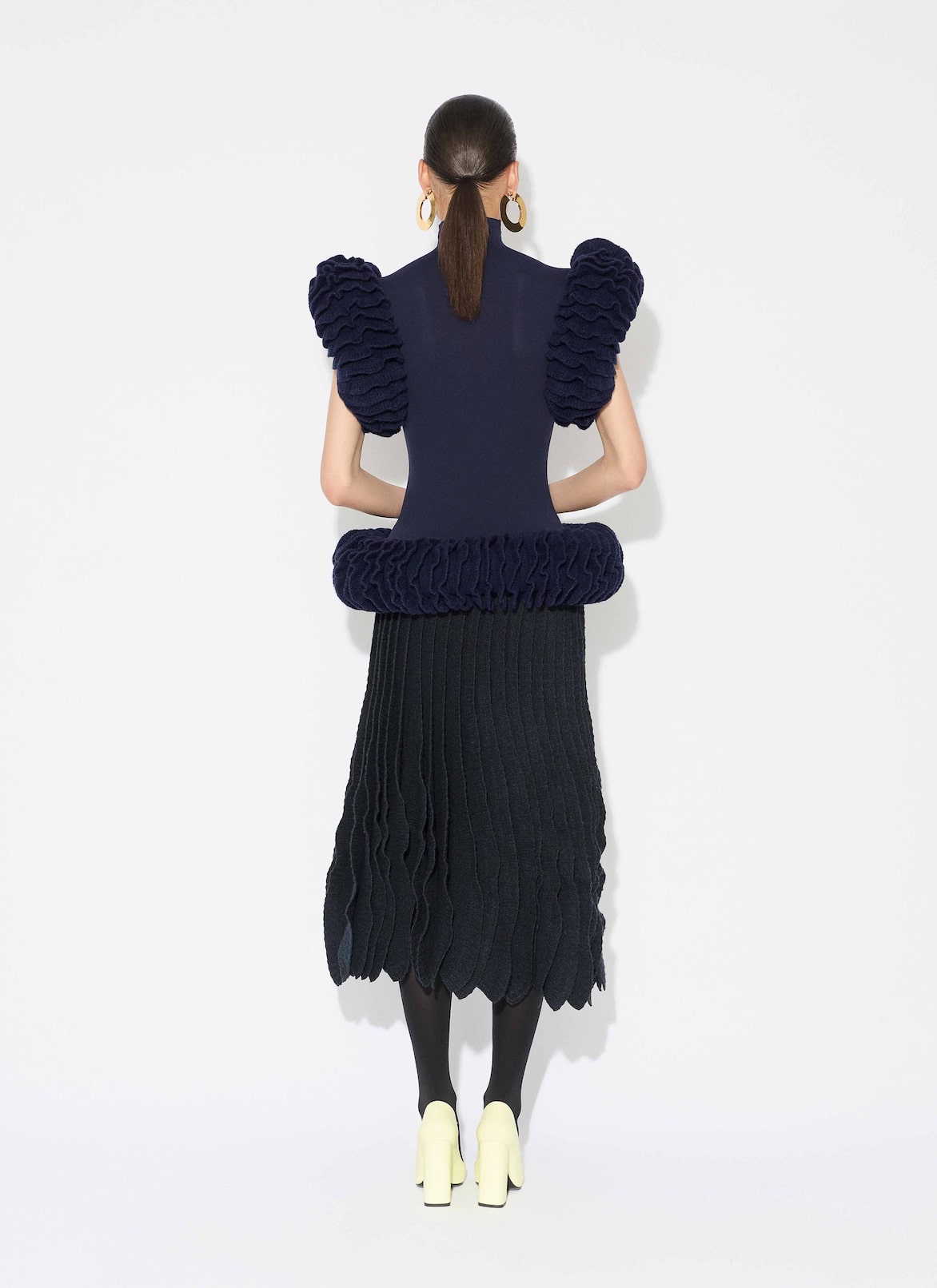 TWEED KNIT FRILLS SKIRT ALAÏA MARINE TWEED KNIT FRILLS SKIRT